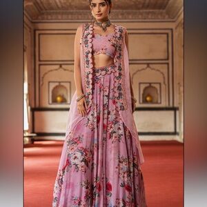 Pink floral lehenga